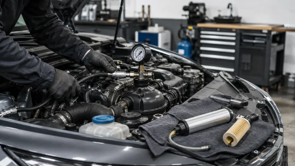 Onderhoud aan koelsysteem en motorruimte