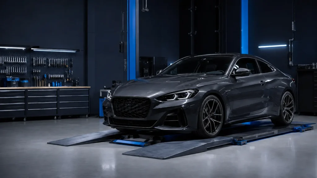 Tijdelijke merkneutrale werkplaatsfoto van CP Motorworks