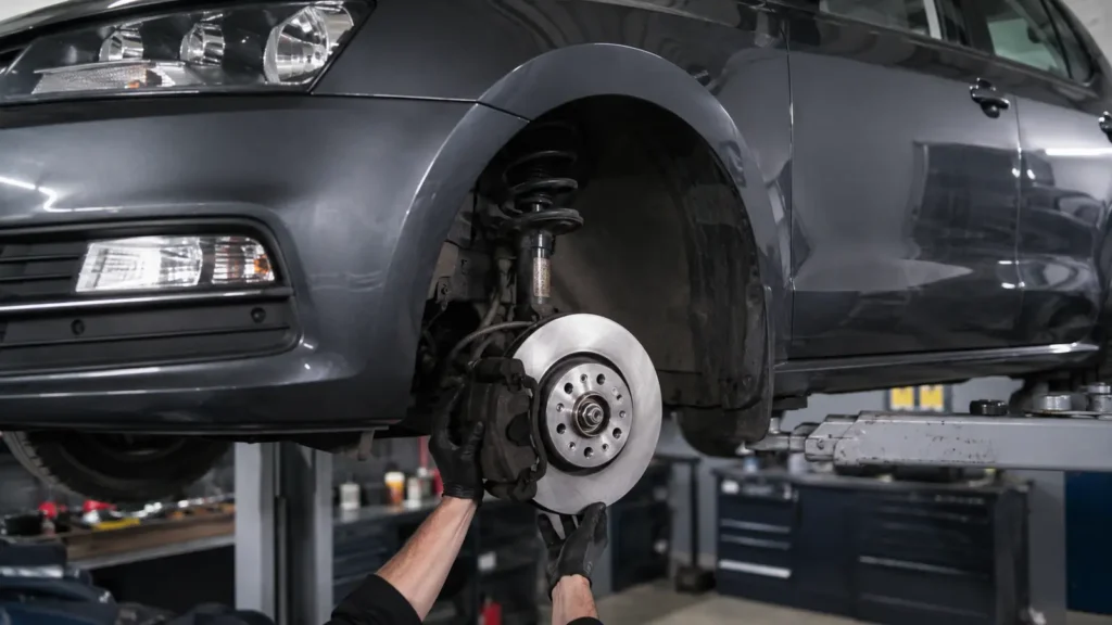Controle van remmen en onderstel op een voertuigbrug